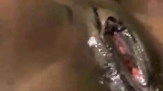 Ebony Creamy Pussy Plays with Sex Toy