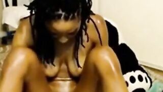 Black Amateur Pleases Herself with Sex Toys on Webcam