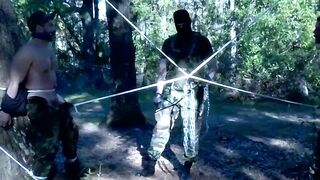 MuscleJockBound.com - Dire Callahan traps subs' balls for scrotum torment