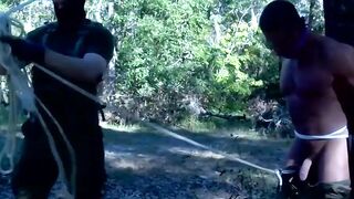 MuscleJockBound.com - Dire Callahan traps subs' balls for scrotum torment