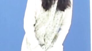 Japanese amateur vixen floods her panties with golden stream