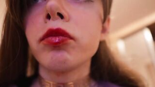 Goth Transgirl Sucks Her Cock and Moans in Close-Up Cam Session