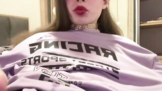 Goth Transgirl Sucks Her Cock and Moans in Close-Up Cam Session