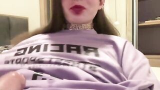 Goth Transgirl Sucks Her Cock and Moans in Close-Up Cam Session