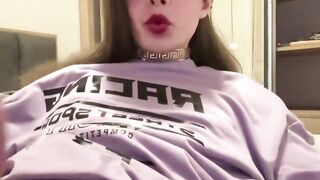 Goth Transgirl Sucks Her Cock and Moans in Close-Up Cam Session