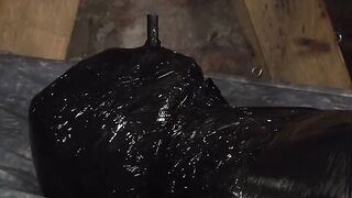 Duct taped slave edged intensely by deviant master's hands