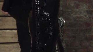 Duct taped slave edged intensely by deviant master's hands