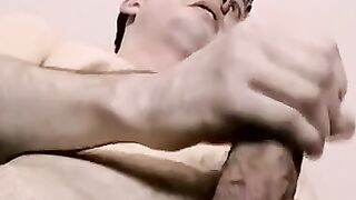 JoeSchmoeXXX.com - Homo plays with his shaft and cums while watching porn intently
