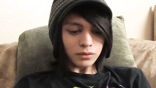 BoyObsession.com - Skinny twink Roxy's dildo stuffing and wanking post-interview