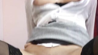 Turned On secretary comes inside the boss's office to suck him