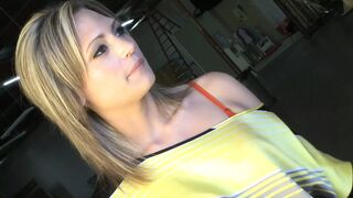 Blonde with natural boobs moans while guy bangs her