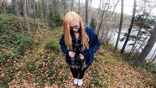 GINGER young girl’s trip to the forest ended up into sex