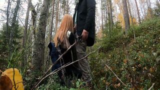 GINGER young girl’s trip to the forest ended up into sex