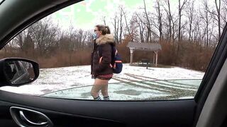 Picked Up College Girl blows and fucks older stranger into vehicle