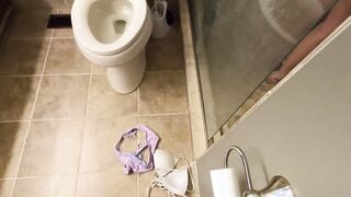 Daughter caught by stepfather taking shower then offer bj