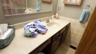 Daughter caught by stepfather taking shower then offer bj