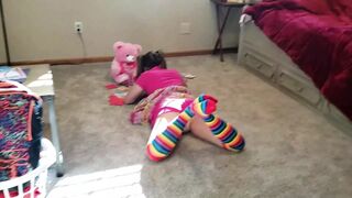 Little sister gets an accidental cumshot by stepbrother