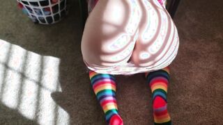 Little sister gets an accidental cumshot by stepbrother