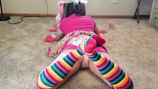 Little sister gets an accidental cumshot by stepbrother