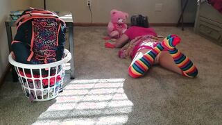 Little sister gets an accidental cumshot by stepbrother