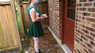 Women scout selling cookies gets plowed by mature man