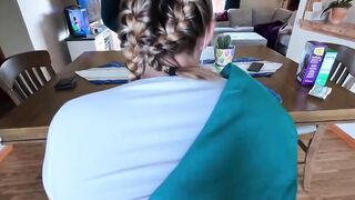 Women scout selling cookies gets plowed by mature man
