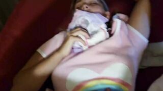 Stepfather changes daughters diaper and leaves a cummed