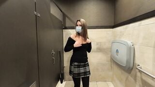 Fiance flashes and gets caught masturbating into outdoor restroom