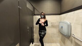 Fiance flashes and gets caught masturbating into outdoor restroom