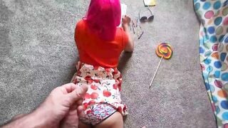 Stepbrother checks on sister and makes her suck his cock
