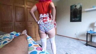 Stepbrother checks on sister and makes her suck his cock