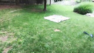 Flasher pulls his dick out for naked teenie sunbather into park
