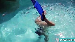 Hottie Candy swims and gets naked naked underwater