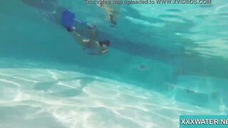 Hottie Candy swims and gets naked naked underwater