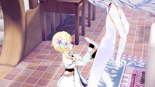 Genshin Impact Anime - Lumine Hand Job and Head to Razor - Japanese eastern manga hentai game porn