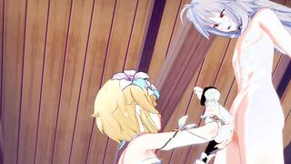 Genshin Impact Anime - Lumine Hand Job and Head to Razor - Japanese eastern manga hentai game porn