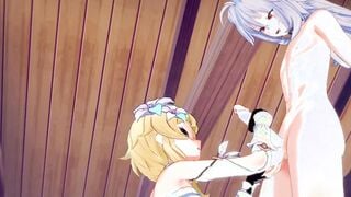 Genshin Impact Anime - Lumine Hand Job and Head to Razor - Japanese eastern manga hentai game porn