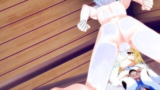 Genshin Impact Anime - Lumine Hand Job and Head to Razor - Japanese eastern manga hentai game porn