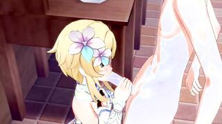 Genshin Impact Anime - Lumine Hand Job and Head to Razor - Japanese eastern manga hentai game porn