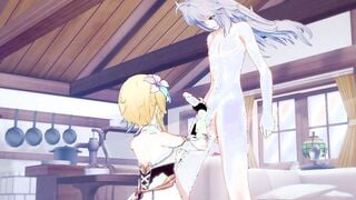 Genshin Impact Anime - Lumine Hand Job and Head to Razor - Japanese eastern manga hentai game porn