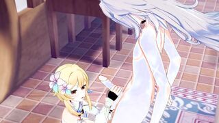 Genshin Impact Anime - Lumine Hand Job and Head to Razor - Japanese eastern manga hentai game porn