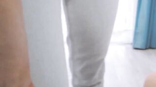 My classmate's tight jeans ripped, revealing her big ass.