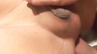 Young Latino wears goggles while cock riding