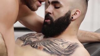 MaleIcons.com - Three muscular gays in a gym-themed rimming and anal gangbang