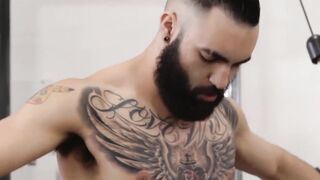 MaleIcons.com - Three muscular gays in a gym-themed rimming and anal gangbang