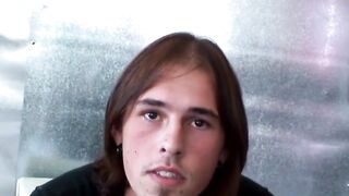 Long haired hunk Noah Wood handling his pulsing erection