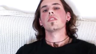 Long haired hunk Noah Wood handling his pulsing erection