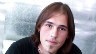Long haired hunk Noah Wood handling his pulsing erection