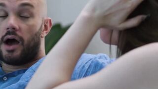 Deepthroated by this hot busty Trans Woman