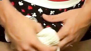 Panty wearing twink enjoying satisfying self love
